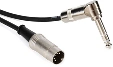 Pro Co BEMBQL-2 - Type A 1/4 inch TRS Male Angled to 5-pin DIN MIDI Cable -