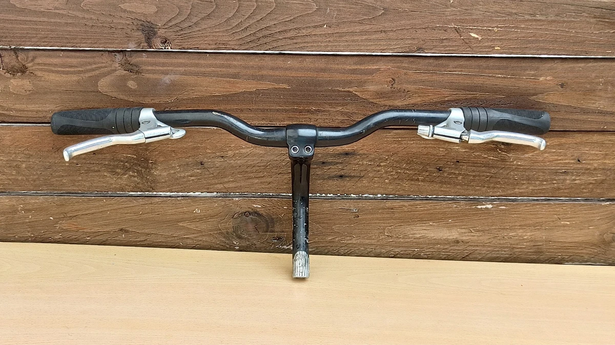 Guidon VTT Vintage Avec Leviers De Frein Shimano ST-C040 - Cintre Noir, Leviers Argentés