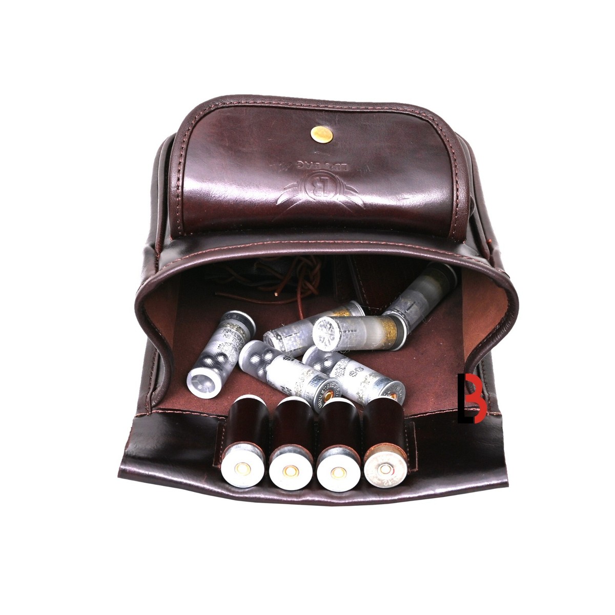 Ardour Crafts Brown Leather & Canvas Shotgun Cartridge Holder / Hunting Speed Bag - 120 Rounds