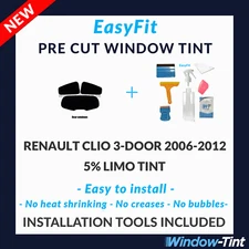 EasyFit Static Pre Cut Tint & Tools For Renault Clio 3-door 2006-12 5% Limo Rear