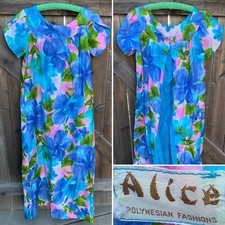 vintage Alice Polynesian Fashions Hawaiian dress maxi muumuu tiki aloha Hawaii