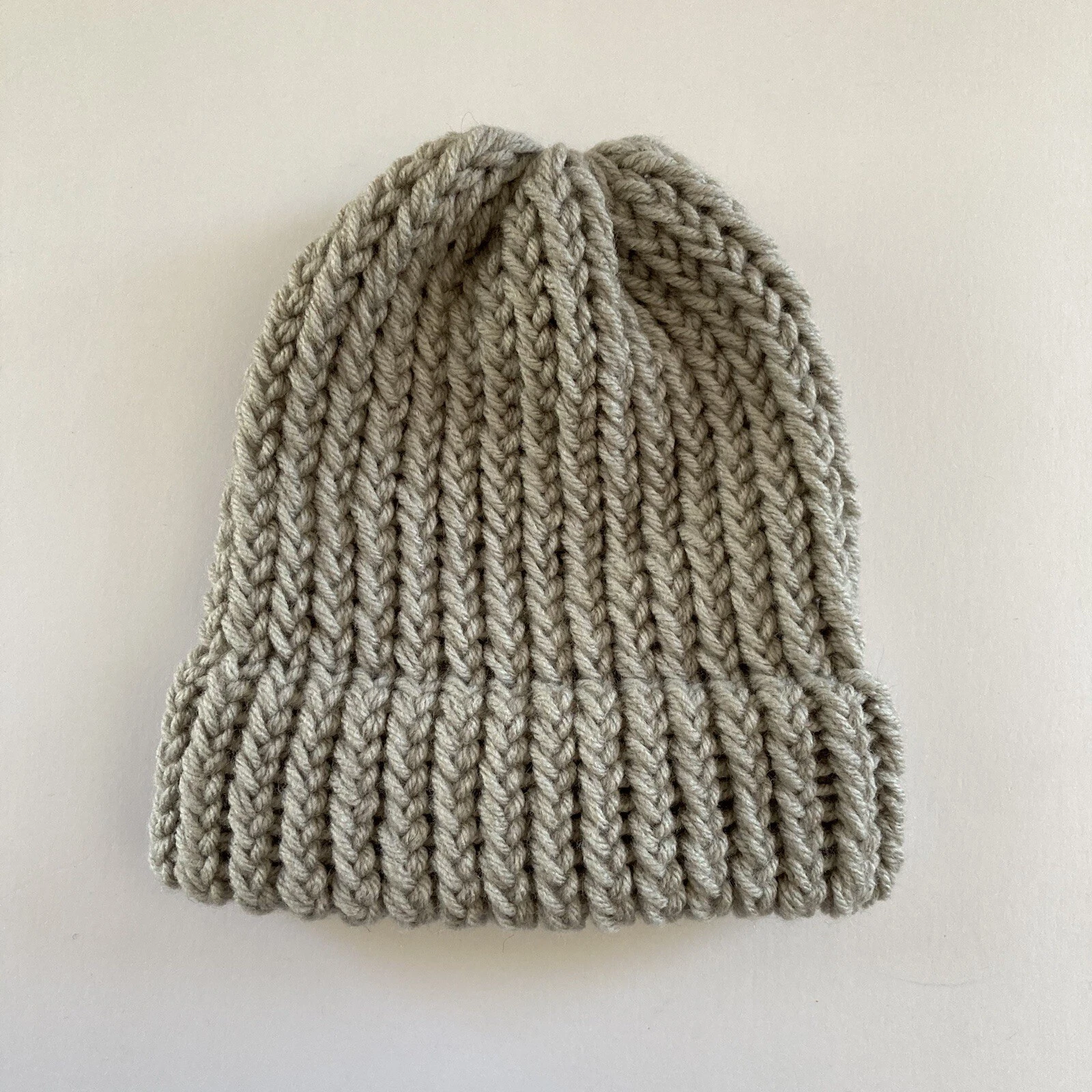 Knit Fishermans Cap Baby Toddler Super Thick Warm Handmade Grey Hat