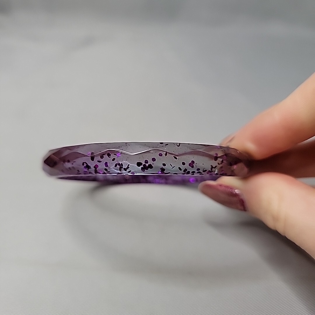 Handmade Braclet Clear Purple Translucent Resin P… - image 2