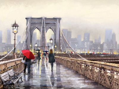 Richard Macneil - Brooklyn Bridge - Leinwandbild Wandkunst - 2 Größen verfügbar