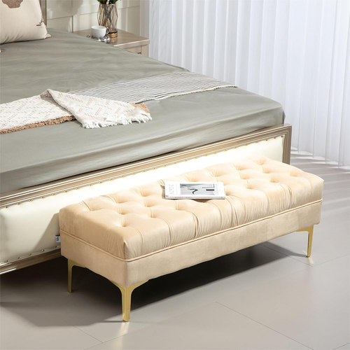 Panca Camera Da Letto Con Rivestimento Trapuntato, Panca Imbottita in Velluto Co - Foto 2 di 12