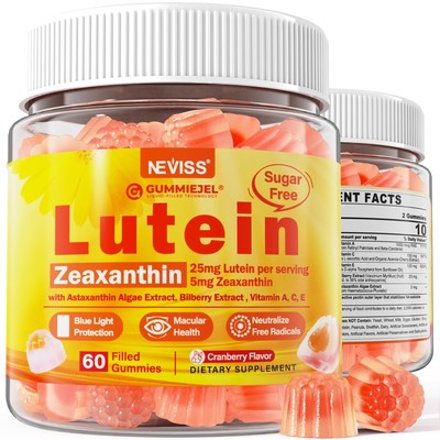 Sugar-Free Lutein Zeaxanthin Supplements Gummies (25mg) Vitamins A, C, E, Bil...