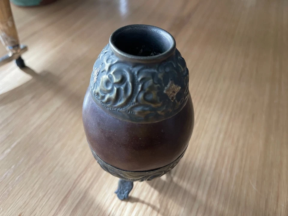 Argentina Siglo XIX Yerba Mate Té Calabaza Calabaza Taza de Alpaca Plata y 18k Foto 2 de 4