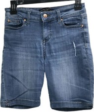 Celebrity Pink Girls Sz 12 Blue Denim Distressed Shorts Flat Front 5 Pockets PO