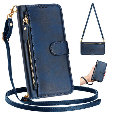 Crossbody Wallet Case for iPhone 16 Pro Max 15 14 13 12 11 Card Holder Zipper
