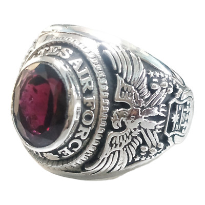 Ladies Usaf Rings Genuine Garnet Ring - US Air Force Ring - USAF Ring - 925 Sterling ...