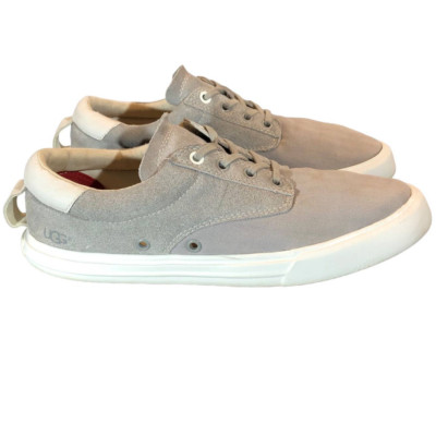 UGG Mens 8.5 Palm Desert Trainer Sneakers Herringbone Twill Suede Leather Gray