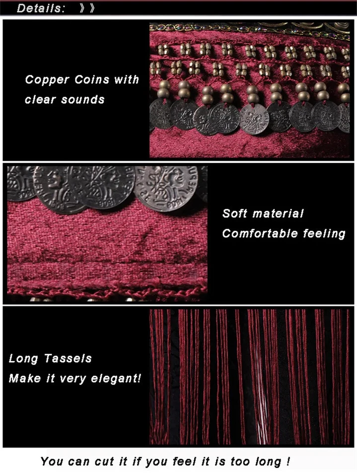 New Belly Dance Hip Scarf Belt Coins Costume Fringe Belt Belly Dance Waist Belt - Image 4 of 4