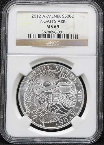 2012 Armenia S500D NGC MS69 Noah's Ark 1 oz .999 Silver Free Shipping