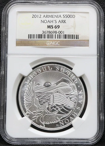 2012 Armenia S500D NGC MS69 Noah's Ark 1 oz .999 Silver Free Shipping