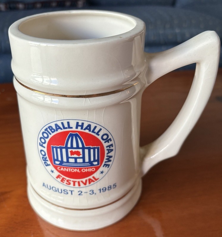 1985 Pro Football Hall Of Fame Festival Large Ceramic Mug Inductees Signatures 