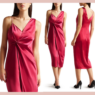 USED/DAMAGE $295 TED BAKER [ 5 TB ] Odellia Asymmetric Gathered Dress #J847