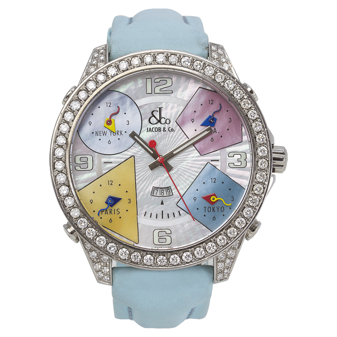 Jacob & Co. Five Time Zone Quartz Factory Diamond Set Jacob & Co. Five Time Zone Quartz Factory Diamond Set
