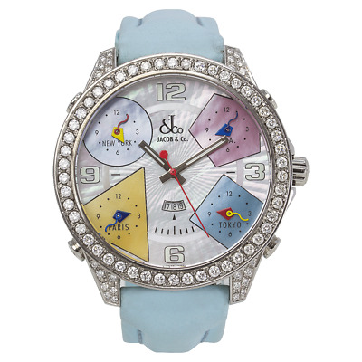 Jacob & Co. Five Time Zone Quartz Factory Diamond Set Jacob & Co. Five Time Zone Quartz Factory Diamond Set