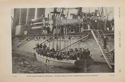 1914 WW1 PRINT ROYAL FLEET RESERVE BOARDING CRUISER 