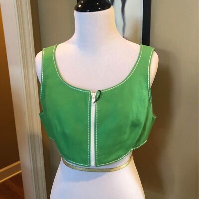 NWT Byblos Designer European Italian Made Green Crop Top Size 44 Medium 10