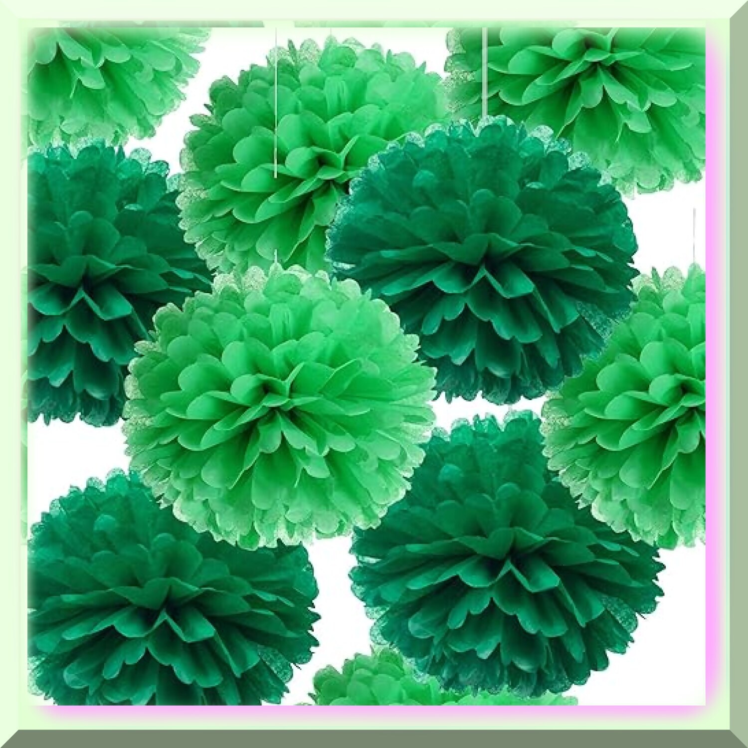 Green Blooms: DIY Tissue Pom Poms Kit - Vibrant Paper Flowers for Party, Wedding