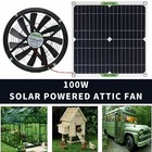 100W Solar Powered Panel Exhaust Roof Attic Fan Air Ventilation Vent Van For Pet