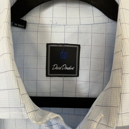 David Donahue dress shirt Mens (XL) 17 34-35 Thin striped Blue French cuffs. - Picture 3 of 6