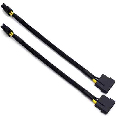 Lp4 Molex Male To Atx 4 Pin Male Auxiliary Sleeved Braided Power Adapter Cable 1