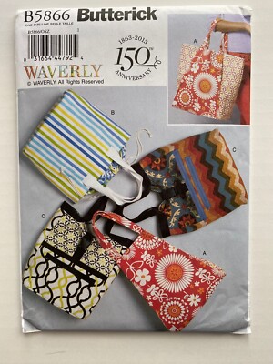 Butterick Sewing Pattern B5866 Waverly Three Styles Lined Bags UNCUT Purse Tote 