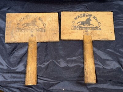 Vintage L.S. Watson Mfg. Co. Wooden Wool Carding Brush Leicester MA Lot of 2