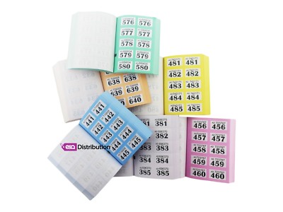 12 Books Of 1-1000 Cloakroom Raffle Draw Tickets - Numbered Mixed Colours By Just Stationery