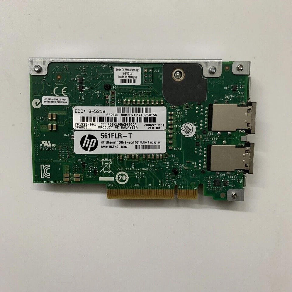 700699-B21 HP ETHERNET 10GB 2-PORT 561FLR-T 700697-001 ADAPTER CARD 701525-001 - Image 2 of 4