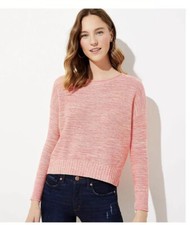 NWT Loft Women  s Marled Flecked Pink Multi Cotton High Low Sweater Medium