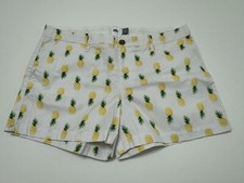 Old Navy shorts womens size 12 white with yellow pineapples cotton Sho1423Z6 
