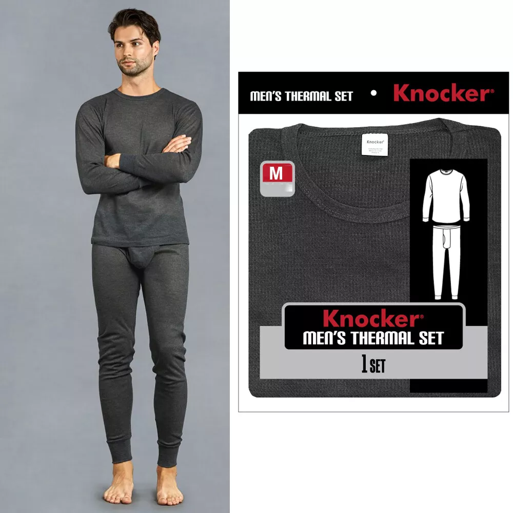Mens Thermal Underwear Set Knocker Long Sleeve Top Pajamas Pants