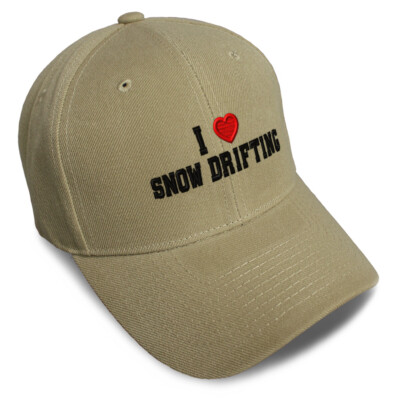 Baseball Cap I (Love) Snow Drifting Red Heart Sports Lovers Snow Drifting Lovers