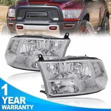Fit For 09-18 Ram 1500 - 3500 Chrome Housing Clear Corner Headlights Head Lamp