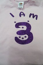 I am 1, 2, 3, 4, 5, 6, 7, 8 etc any age GlitterT-shirt Kids & Adults sizes