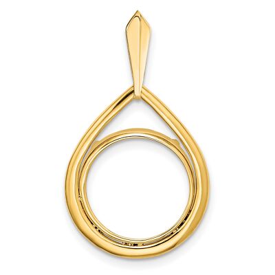1919-1948 Mexico 2 Dos Peso Prong Set Polished Teardrop Coin Bezel in 14k Gold