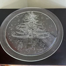 Vintage Duralex NOEL Christmas Platter in Original Box Tree Teddy Bear Gifts 13"