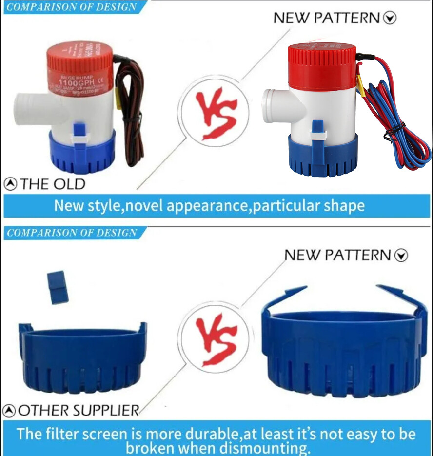 1100GPH Water Pump Auto w/ Float Switch 12V Automatic Submersible Boat Bilge