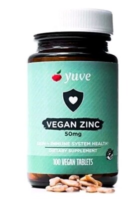 Yuve Vegan Natural Zinc 50mg 100 Tabs Supplement Immune System Skin Support..100