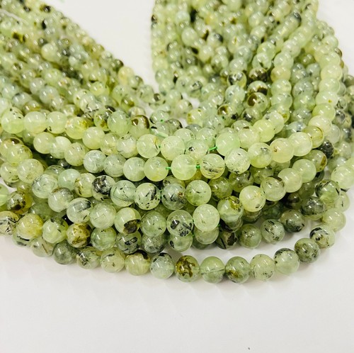 Natural Prehnite Beads 15” Strand – Smooth Round Loose Gemstone For Craft - Picture 3 of 11