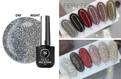 SAGA Professional Fiery Gel 8ml Color Luminous Gel Nail Polish Reflective Effect