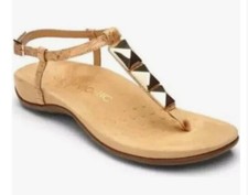  99 VIONIC 'Rest Nala' Women  s 8 Leather Thong Sandals Gold Embellishments Wedge