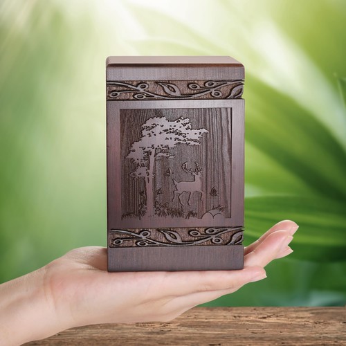 Wooden Cremation Urn Box for Human Ashes Holds About 20 Cubic Inch Remains Ashes - 第 1/7 張圖片