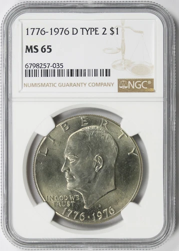 1776 - 1976-D Type 2 Eisenhower Ike Bicentennial $1 MS 65 NGC