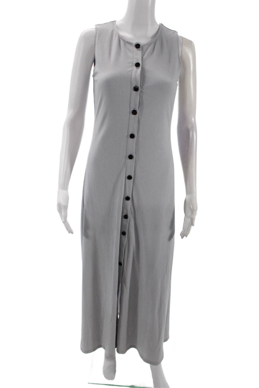 Callahan Womens Ribbed Sleeveless Button Down Maxi Dress Gray Size Extra SmallFree Shipping in US $100+ Orders | $6.95 Orders Below