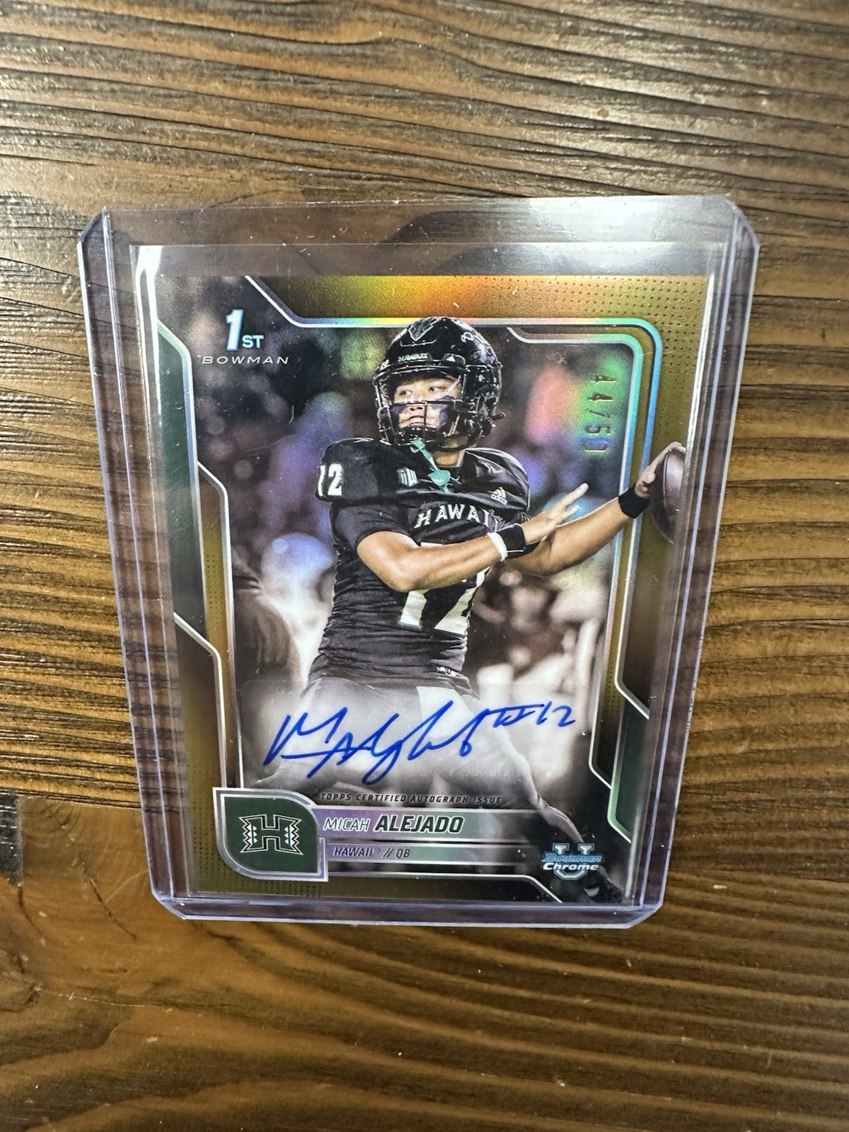 2025 Bowman Chrome U Micah Alejado Auto /50 True Gold 1st Refractor Hawaii