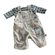 Vtg Y2K Winnie The Pooh Embroidered Bib Overalls 100 Acre Woods 2pc Baby Sz NB